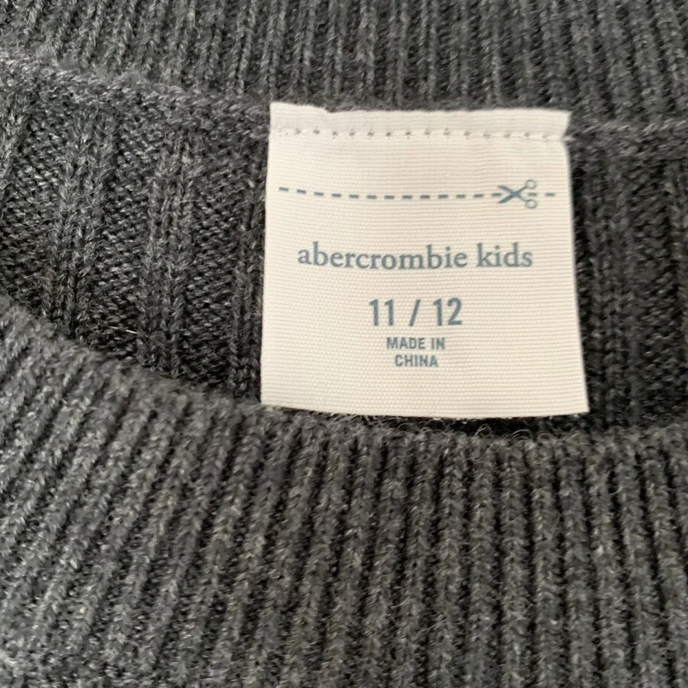 Abercrombie Kids Sweater Dress Girls 11/12 Grey Ribbed Tie Waist Quiet Luxury